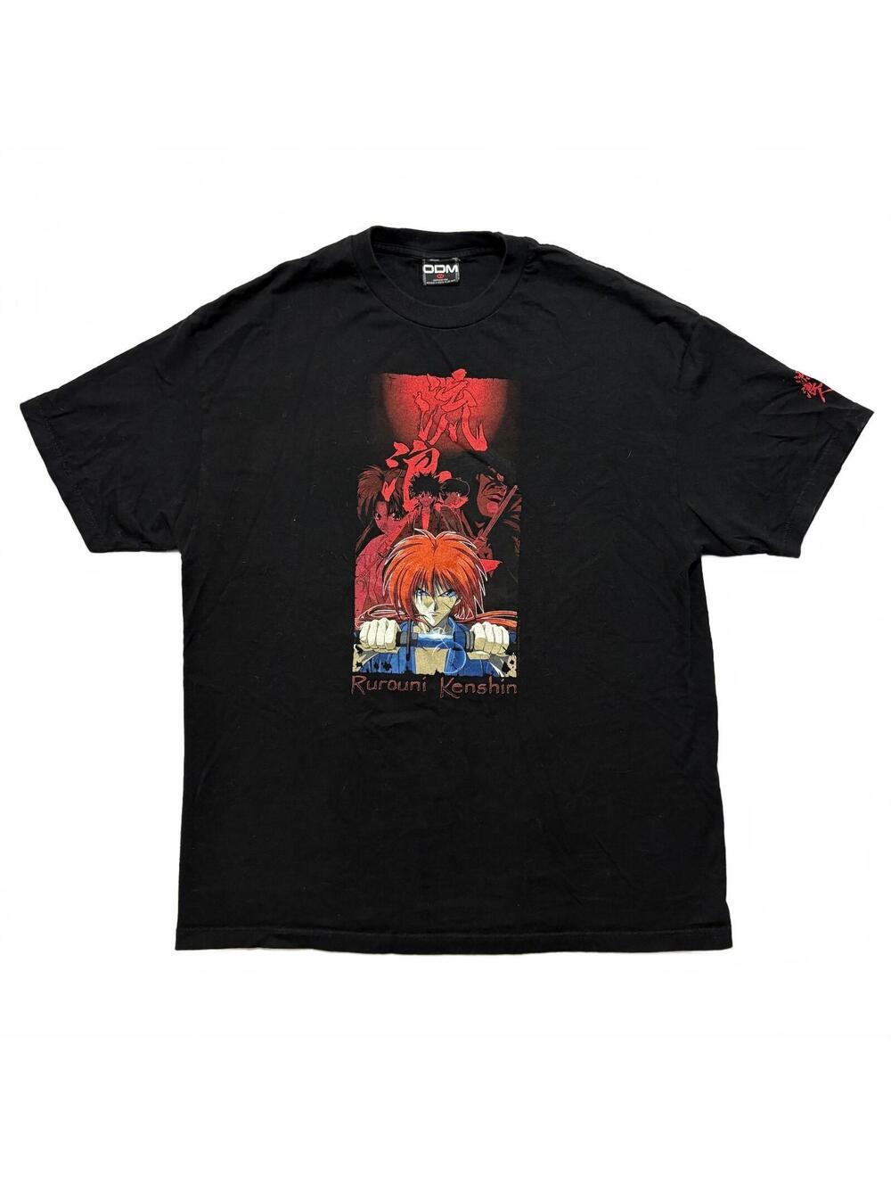 VTG Y2K ODM Rurouni Kenshin Anime Manga Cartoon Graphic T-Shirt Men's XL Black